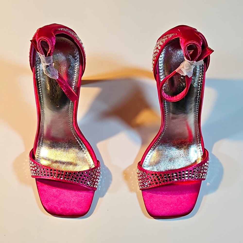 Cathy Din Fuchsia Synthetic Strappy R Ankle Strap Open Toe Buckle Heel 5.5